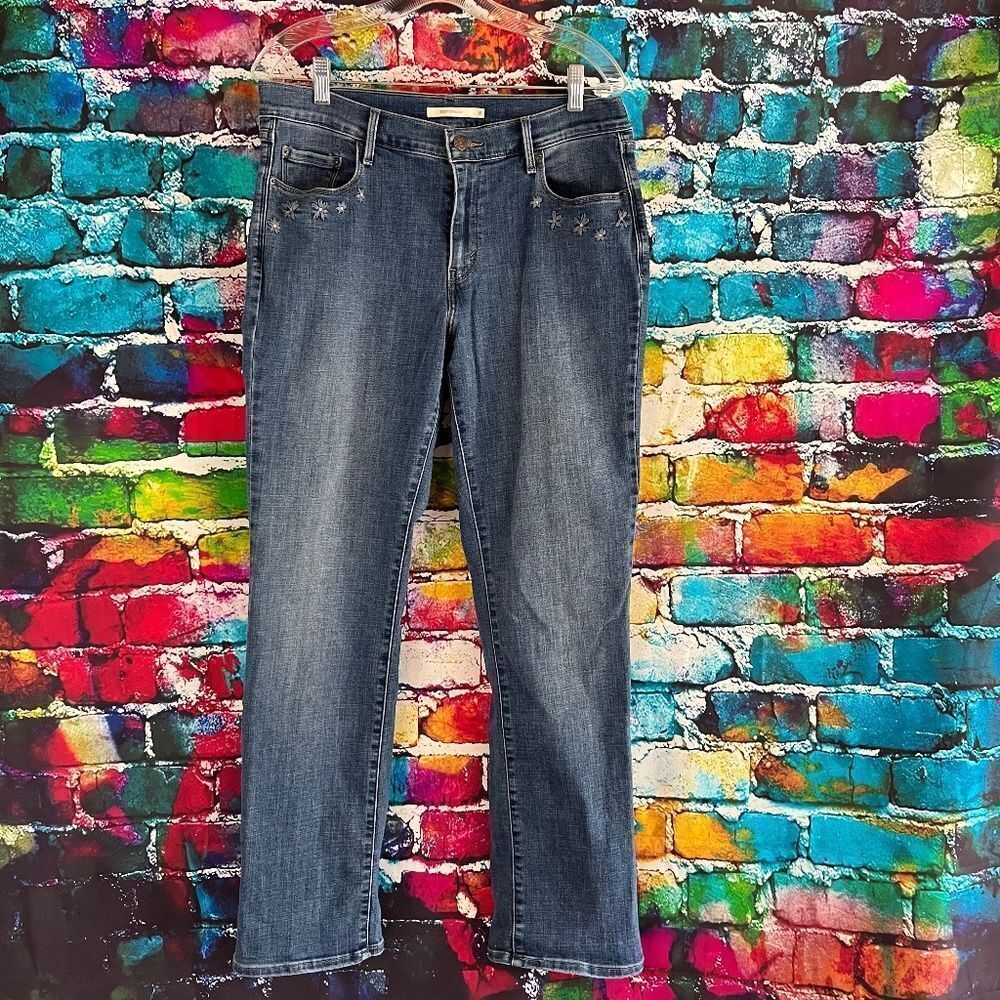 Levi's 505 Straight Embroidered Flowers Denim jeans Size 31